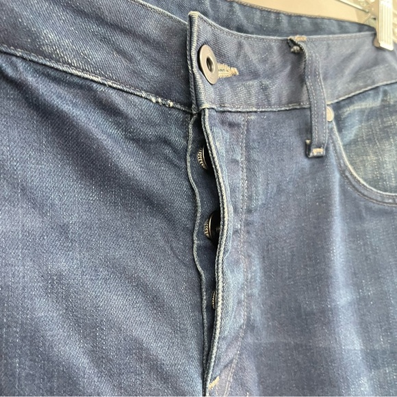 G Star Raw Jeans Men SZ 34 Blue Denim MORRIS Straight Low Wax Coated Button Fly - Picture 6 of 11